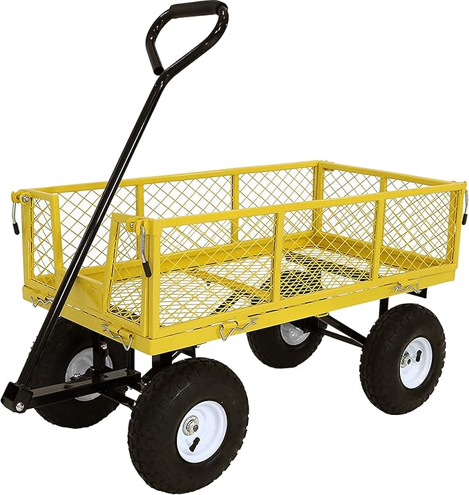 Sunnydaze Utility Cart with Removable Folding Sides (400 Pound Capacity)